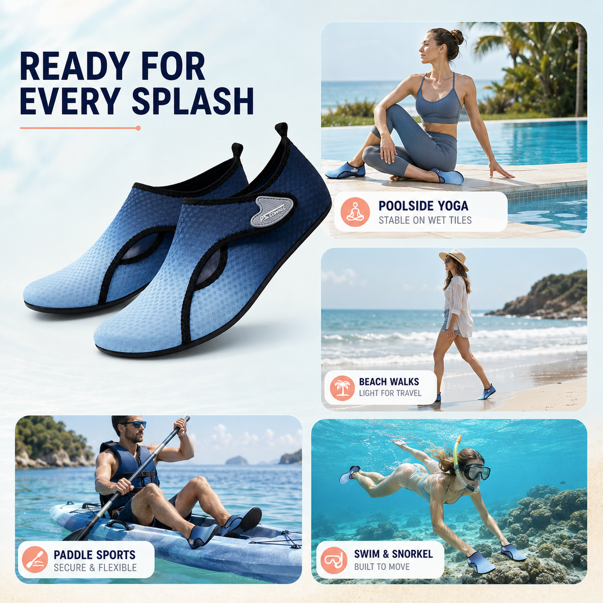 Waterschoen Anti-Slip Aquatisch Zwemschoenen Unisex Strand Yoga Fitness Watersport Zwembad Sportschoenen | Sulvida