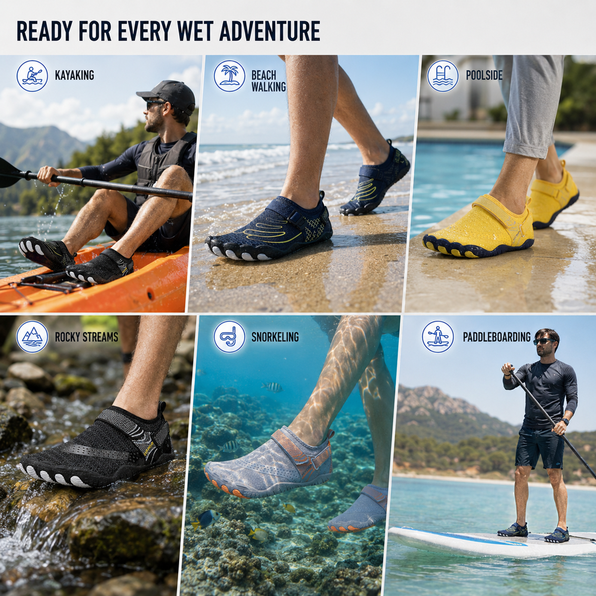 Waterafdrogende Aquaschoenen met Vijfteensysteem voor Strand Watersport Zwemmen en Sportieve Wateractiviteiten | Sulvida
