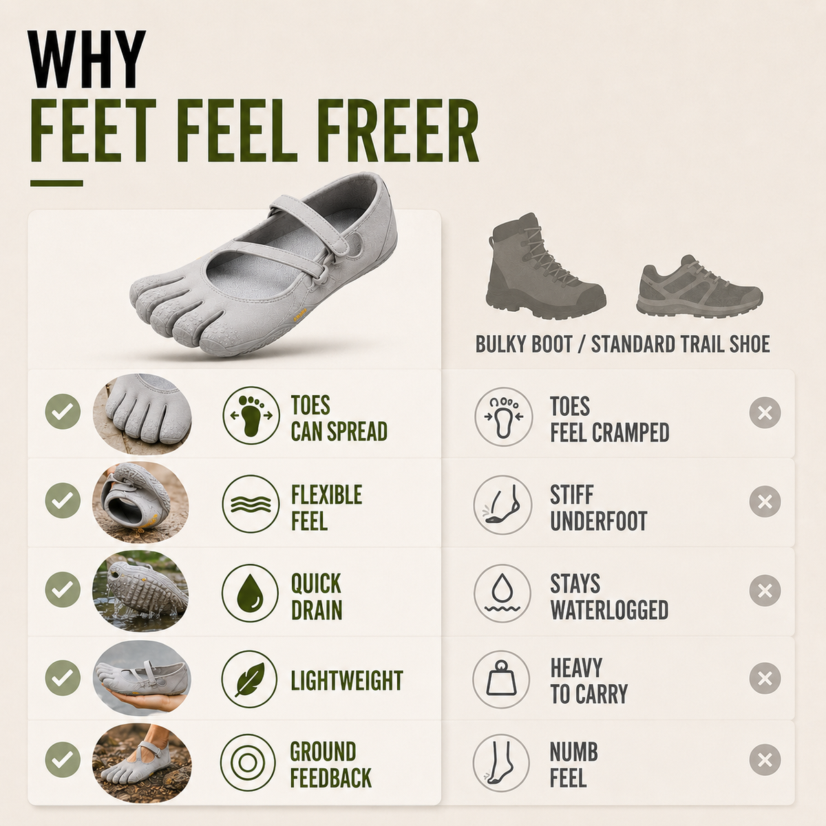 Dames Vijfteenschoenen Barefoot Trail Lichtgewicht Ademend Wandelschoenen Outdoor Trailrunning Wandelen | Sulvida