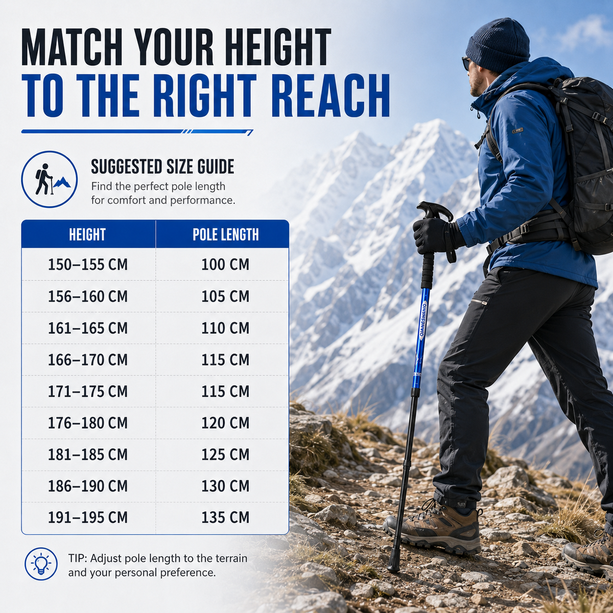 Inklapbare Telescopische Wandelstok Lichtgewicht Aluminium Trekkingstok met T-Handvat Verstelbaar 50-110 cm | Sulvida