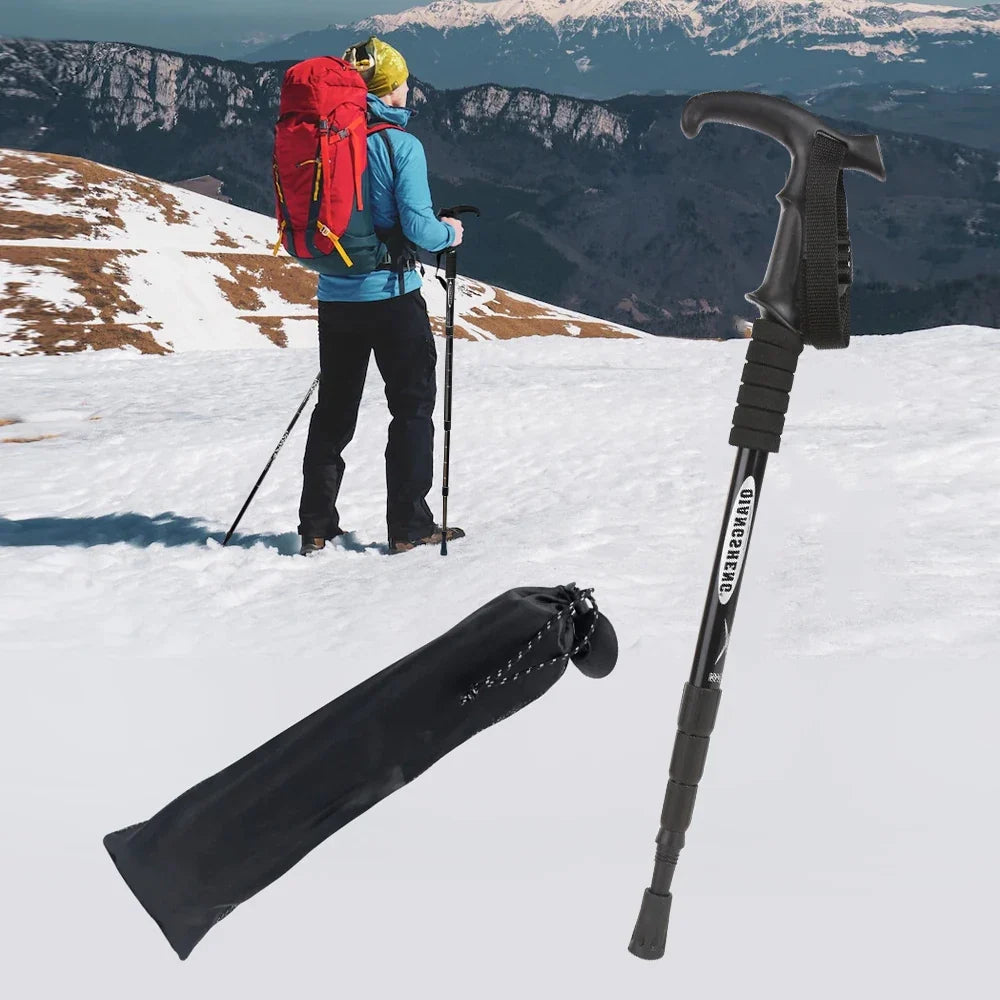 Inklapbare Telescopische Wandelstok Lichtgewicht Aluminium Trekkingstok met T-Handvat Verstelbaar 50-110 cm | Sulvida