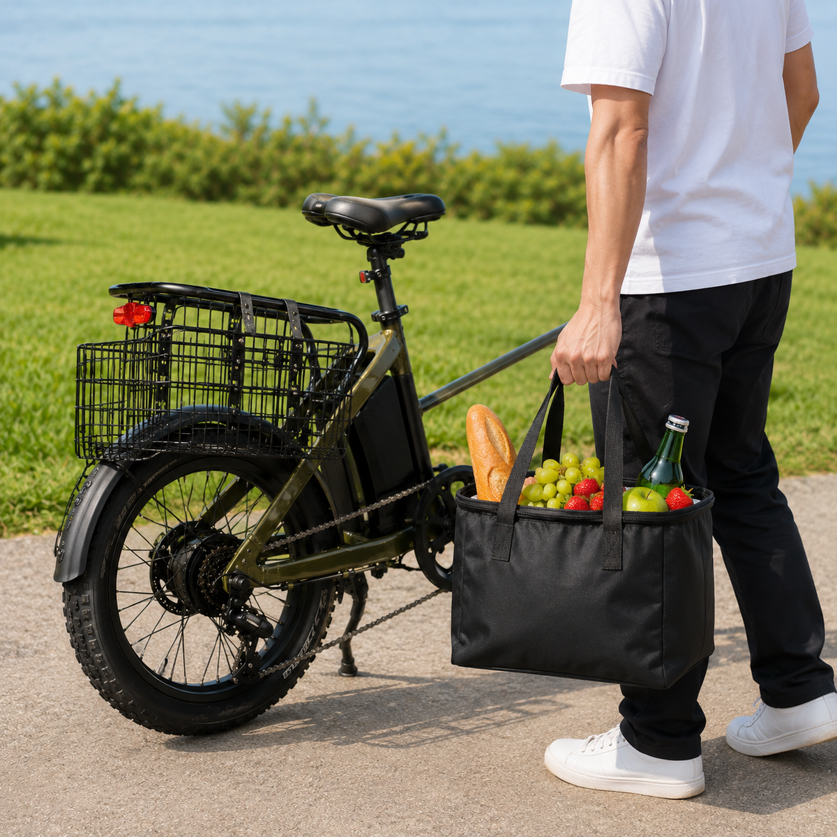 Grote Opvouwbare Fietsmand Voor en Achter met Waterdichte Tas Draagkracht 20 kg Zwart Fietstas Boodschappen | Sulvida