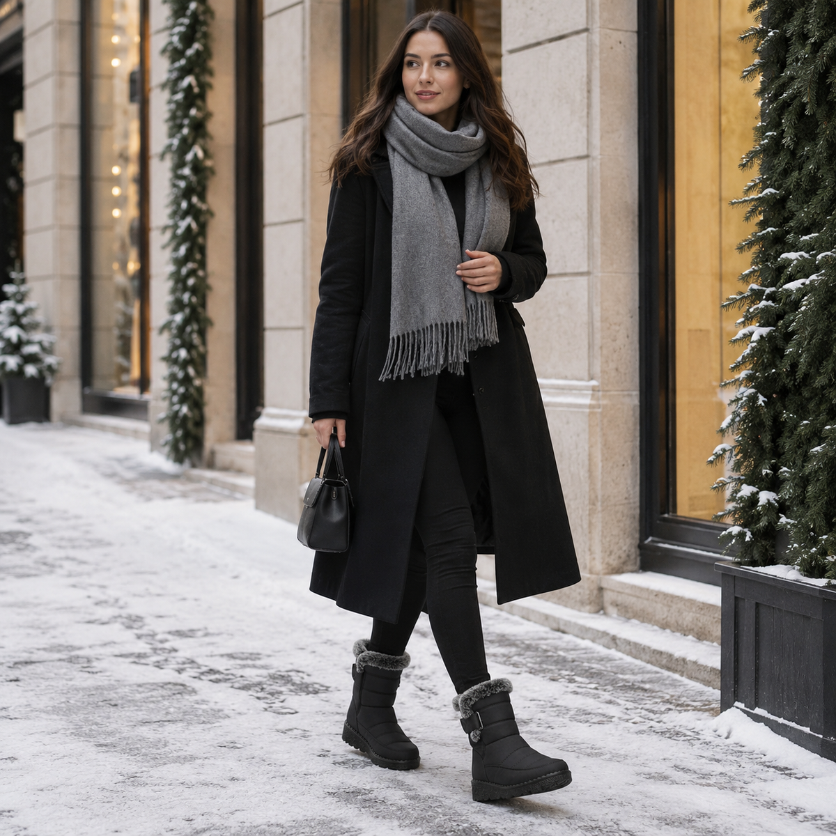 Geïsoleerde Winterlaarzen Dames Waterdicht Warm Gevoerd met Klittenbandsluiting Sneeuwlaarzen Antislip | Sulvida