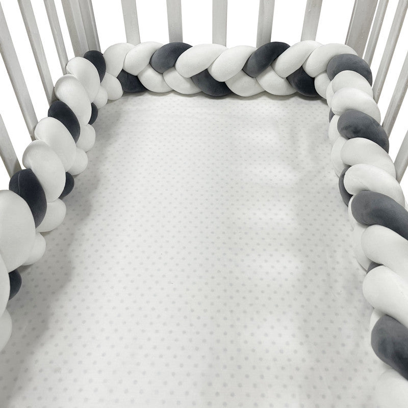 Tour de lit tressé pour bébé 100-500cm en coton doux, tour de lit protecteur pour berceau, parc et lit à barreaux, chambre d’enfant | Sulvida