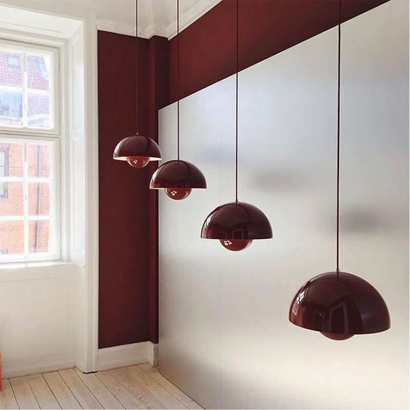 Moderne koepelhanglamp metaal half rond mat afwerking sfeerlicht eettafel woonkamer hal verlichting Scandinavisch | Sulvida