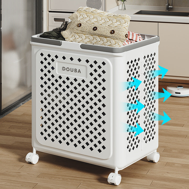 Panier à linge pliable à roulettes 60 litres gris – panier à linge mobile avec poignées pour salle de bains et buanderie | Sulvida