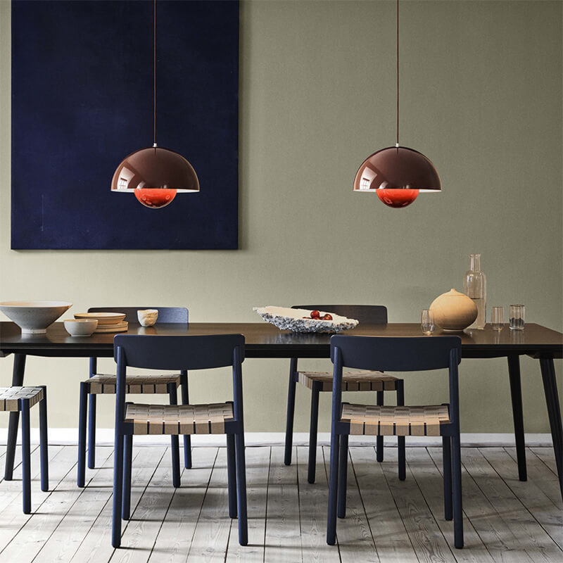 Moderne koepelhanglamp metaal half rond mat afwerking sfeerlicht eettafel woonkamer hal verlichting Scandinavisch | Sulvida