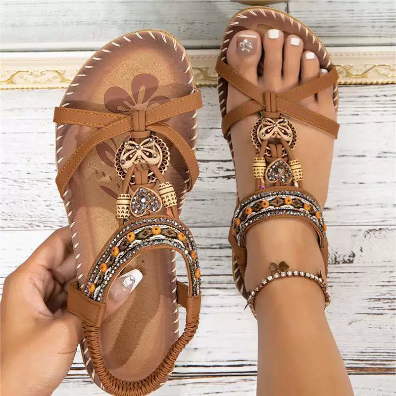 Bohemian Sandalen Dames met Antislipzool Zomer Comfortschoenen Elastisch Licht Strandsandalen Vakantie | Sulvida