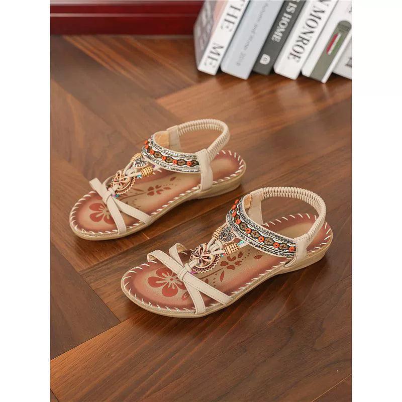 Bohemian Sandalen Dames met Antislipzool Zomer Comfortschoenen Elastisch Licht Strandsandalen Vakantie | Sulvida