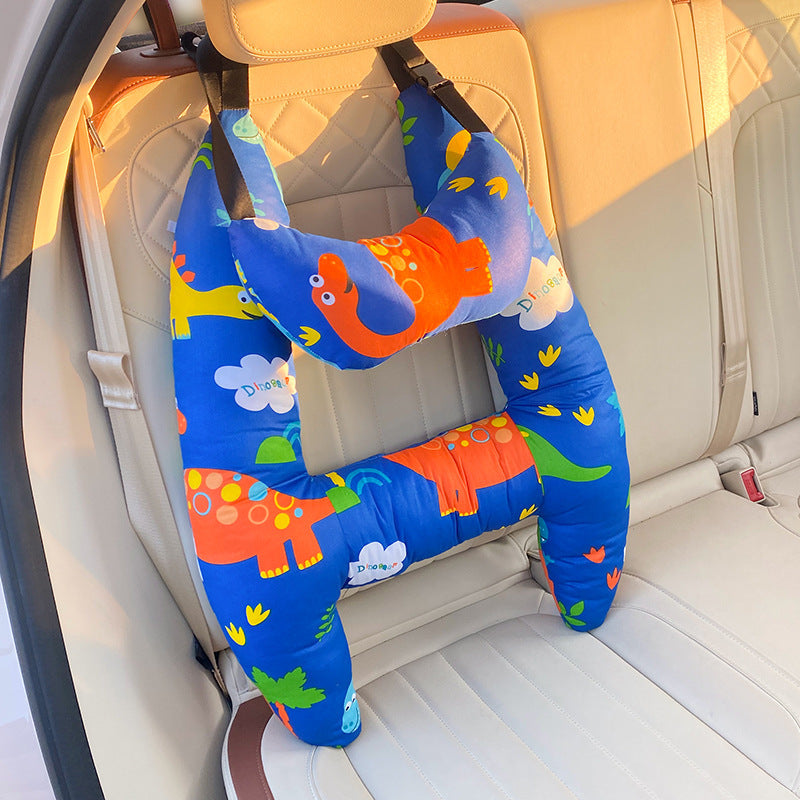 Reiskussen voor kinderen met hoofd- en neksteun voor comfortabele autorit en lange reis 67 × 50 cm grijs | Sulvida