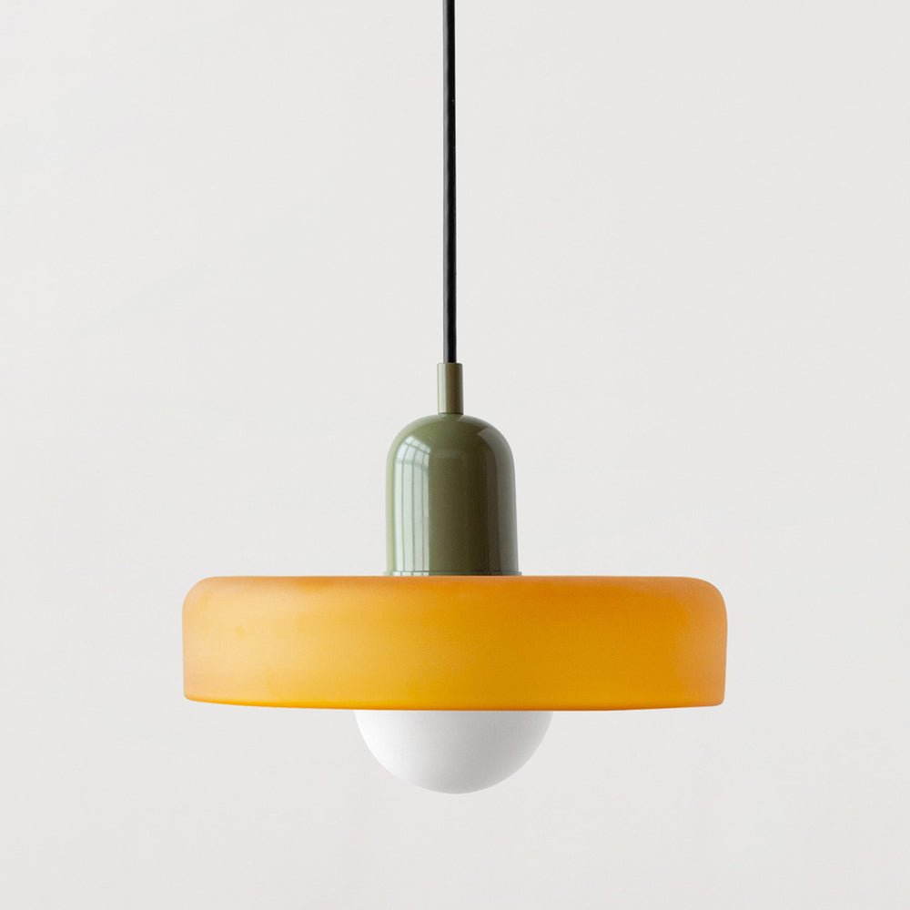 Glazen Hanglamp Rond Design Gekleurd Glas Ø25-35cm Groen Geel Wit Eettafel Woonkamer Eetkamer Decoratief | Sulvida