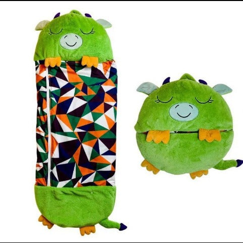 Knuffel Slaapzak 2-in-1 Pluche Knuffeldier & Dekbed Kinder Reisslaapzak met Capuchon Huisdier Ontwerp | Sulvida