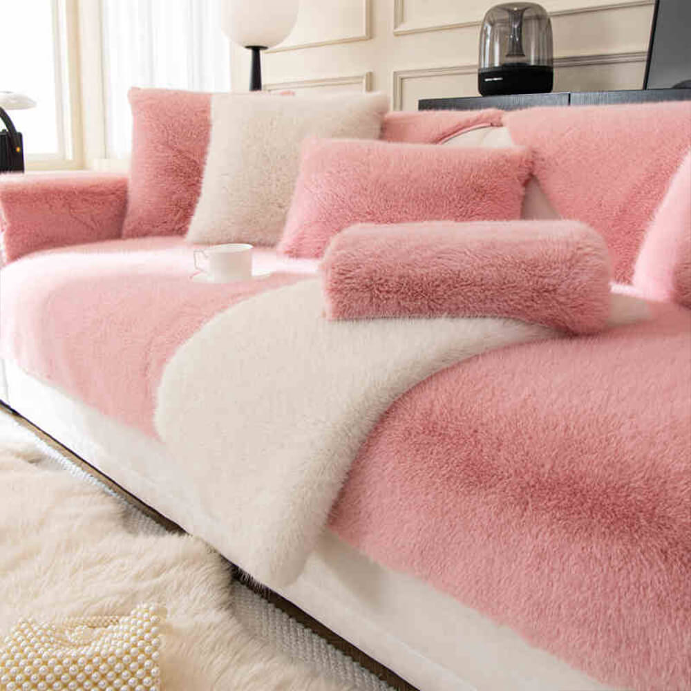 Bankbeschermer Hoogpolig Kunstbont Antislip Crème Beige Groen Grijs Zwart Roze Warm Zacht Meubelbescherming | Sulvida