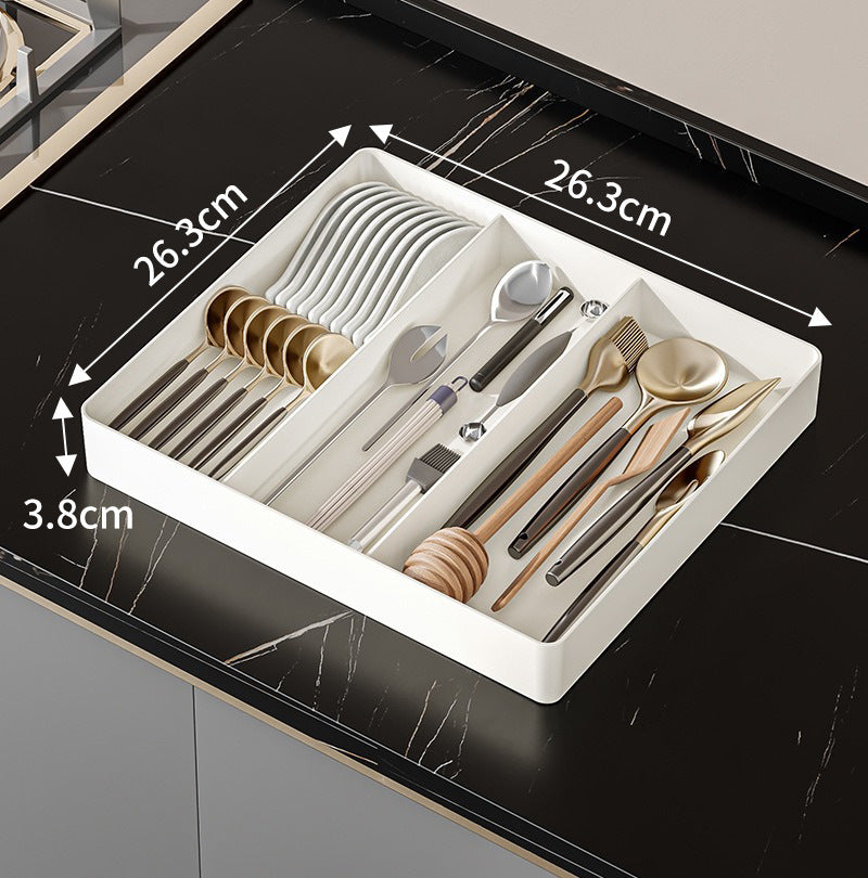Séparateur de tiroir extensible, organiseur en plastique, réglable à gauche et à droite, système de rangement pour placard de cuisine et tiroir | Sulvida