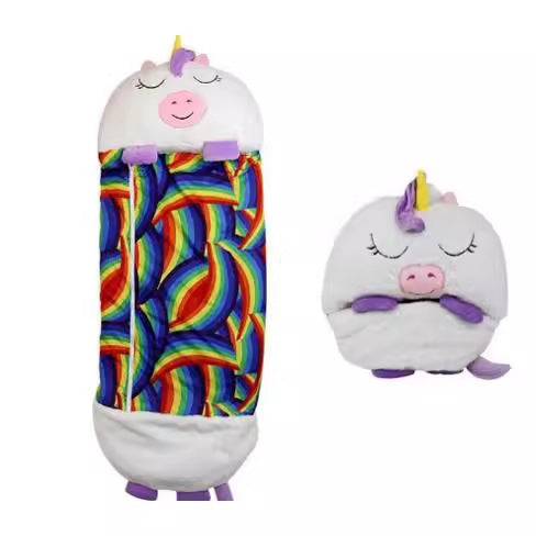 Knuffel Slaapzak 2-in-1 Pluche Knuffeldier & Dekbed Kinder Reisslaapzak met Capuchon Huisdier Ontwerp | Sulvida