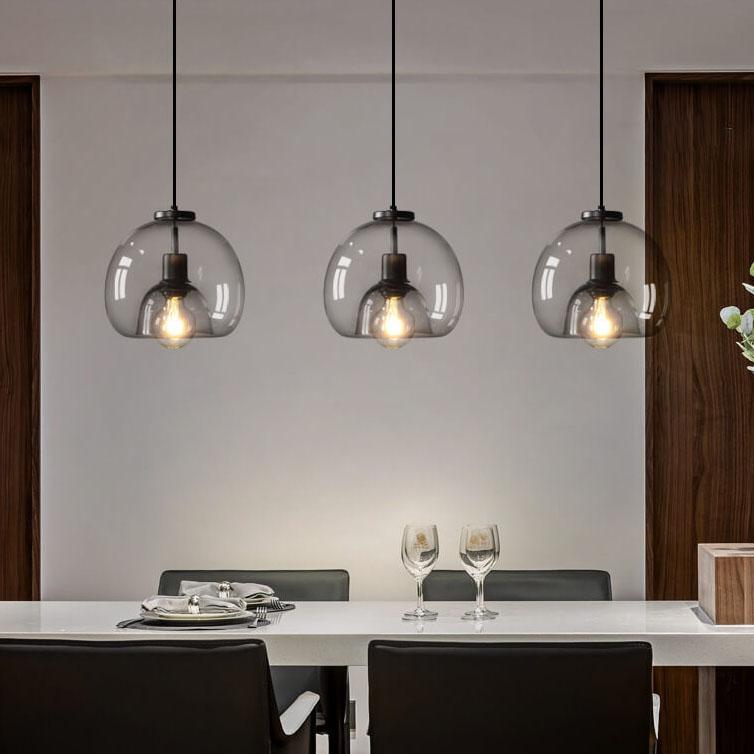 Rookgrijze Koepel Hanglamp Handgeblazen Glas Modern Design Eettafel Woonkamer Slaapkamer 23cm Industrieel | Sulvida
