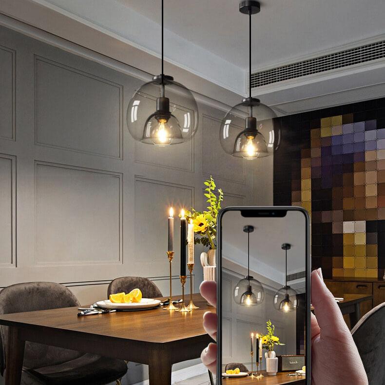 Rookgrijze Koepel Hanglamp Handgeblazen Glas Modern Design Eettafel Woonkamer Slaapkamer 23cm Industrieel | Sulvida