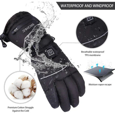 Verwarmde Handschoenen met 3 Warmtestanden Oplaadbaar USB Winterhandschoenen Verstelbaar Unisex Touchscreen | Sulvida