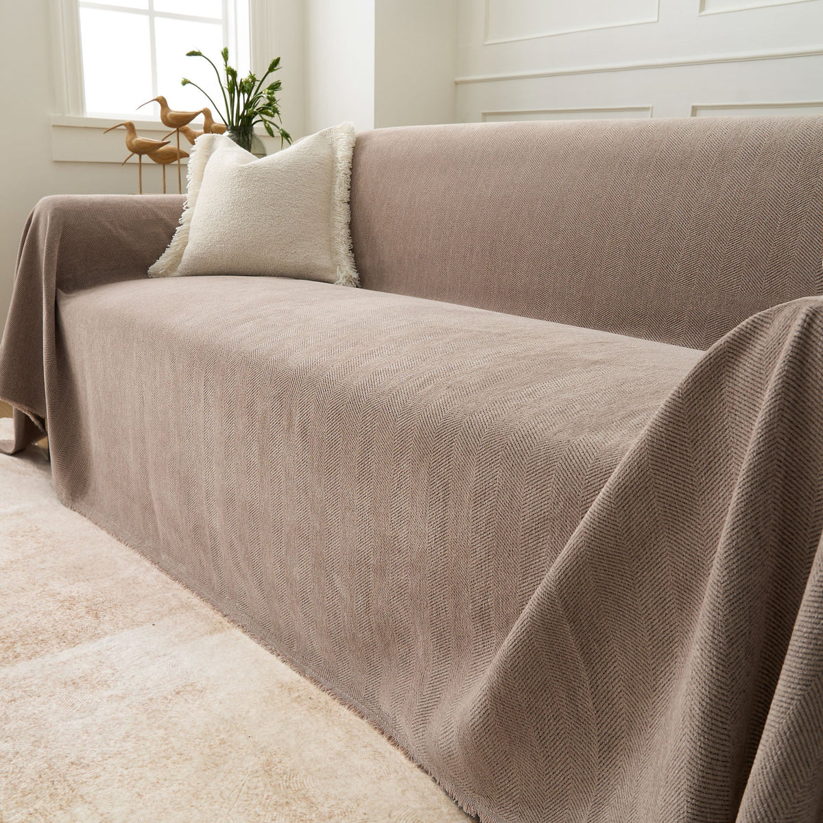 Geweven Bankhoes Visgraat Patroon Meubelbeschermer Huisdiervriendelijk Wasbaar Decoratief Sofa Woonkamer | Sulvida