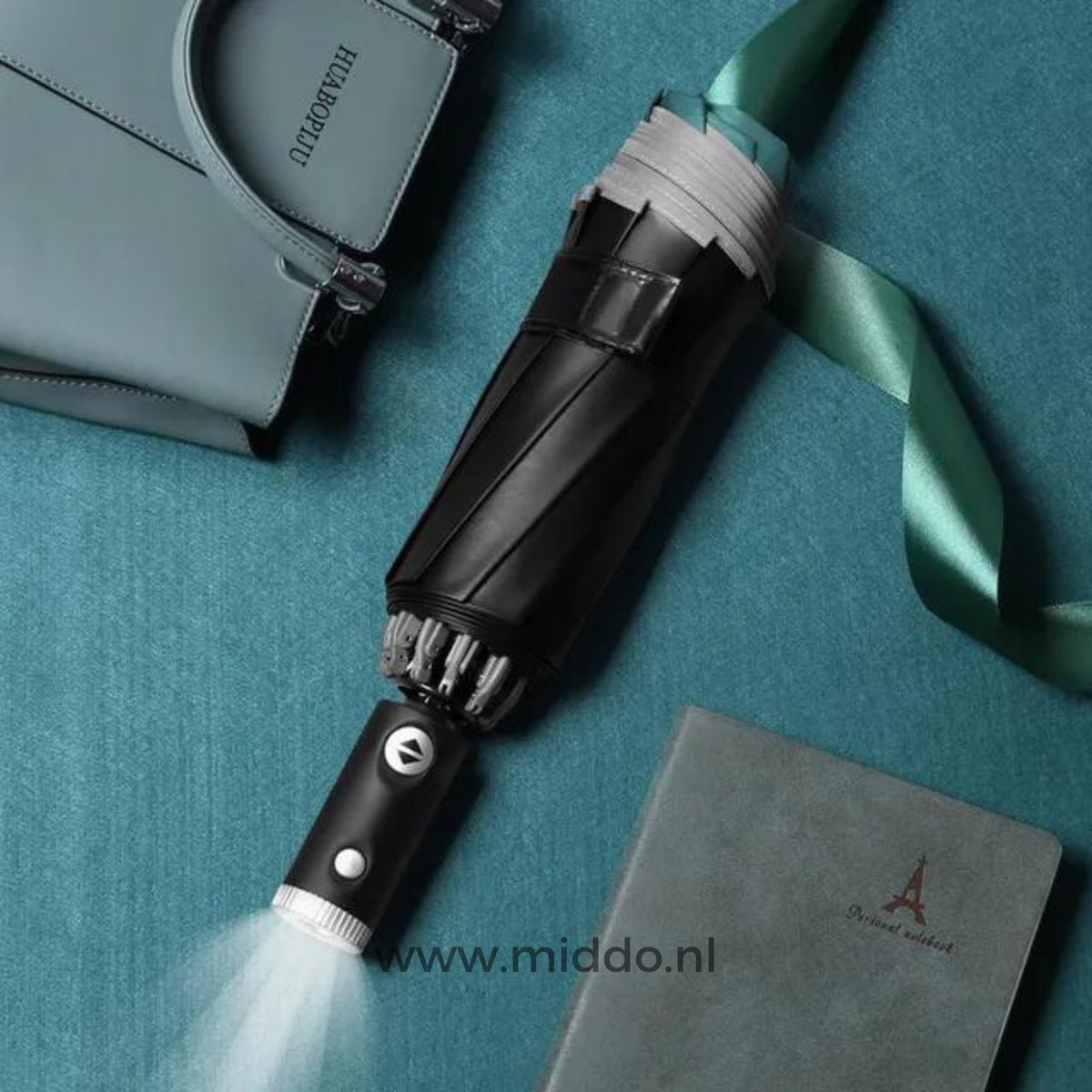 Automatische Opvouwbare Paraplu met Reflecterende Rand Windbestendig Regenscherm Compact Reisparaplu | Sulvida