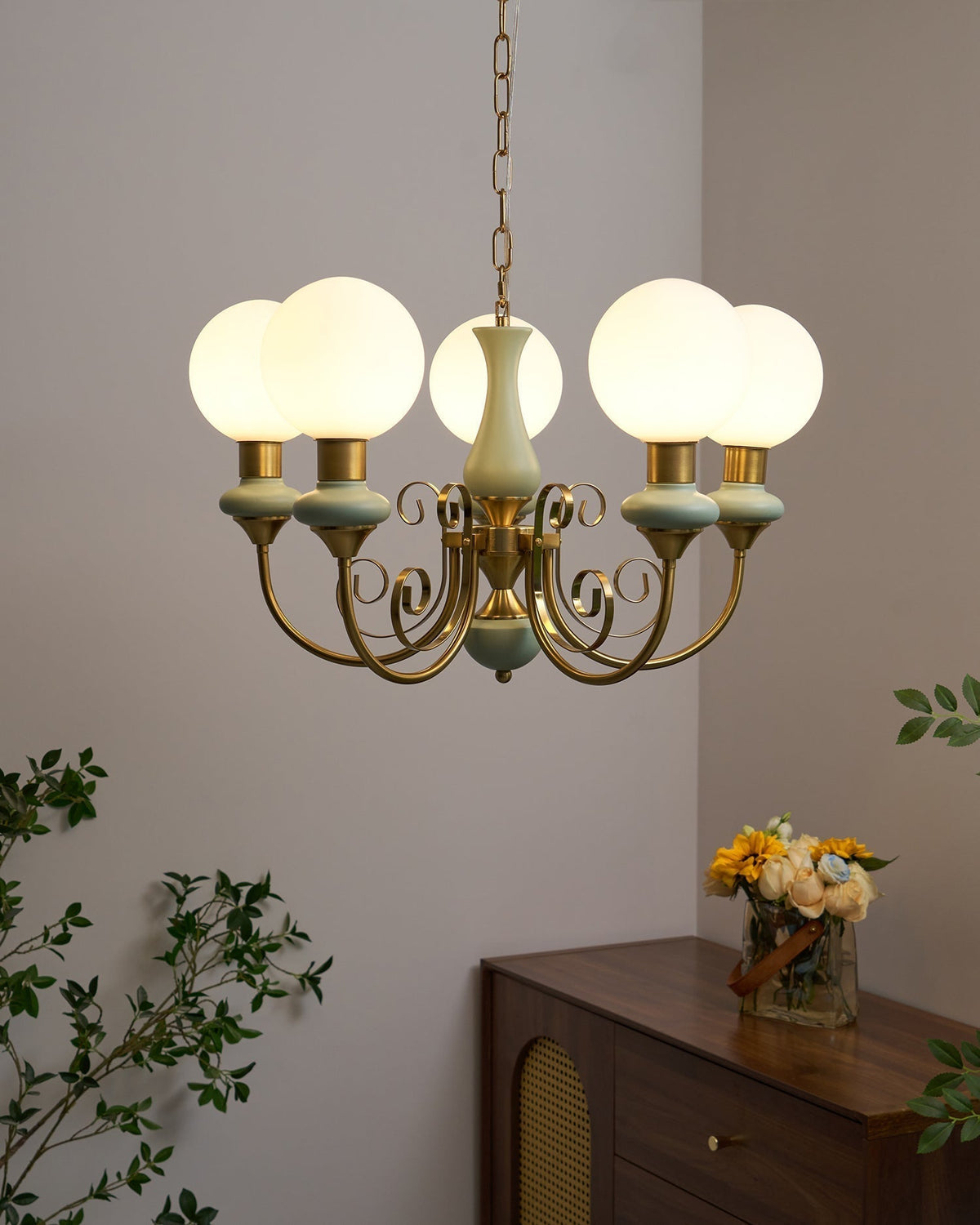 Glazen Kroonluchter met IJzeren Frame Meerlichts Hanglamp Modern Retro Design Sfeerverlichting Eetkamer Woonkamer | Sulvida