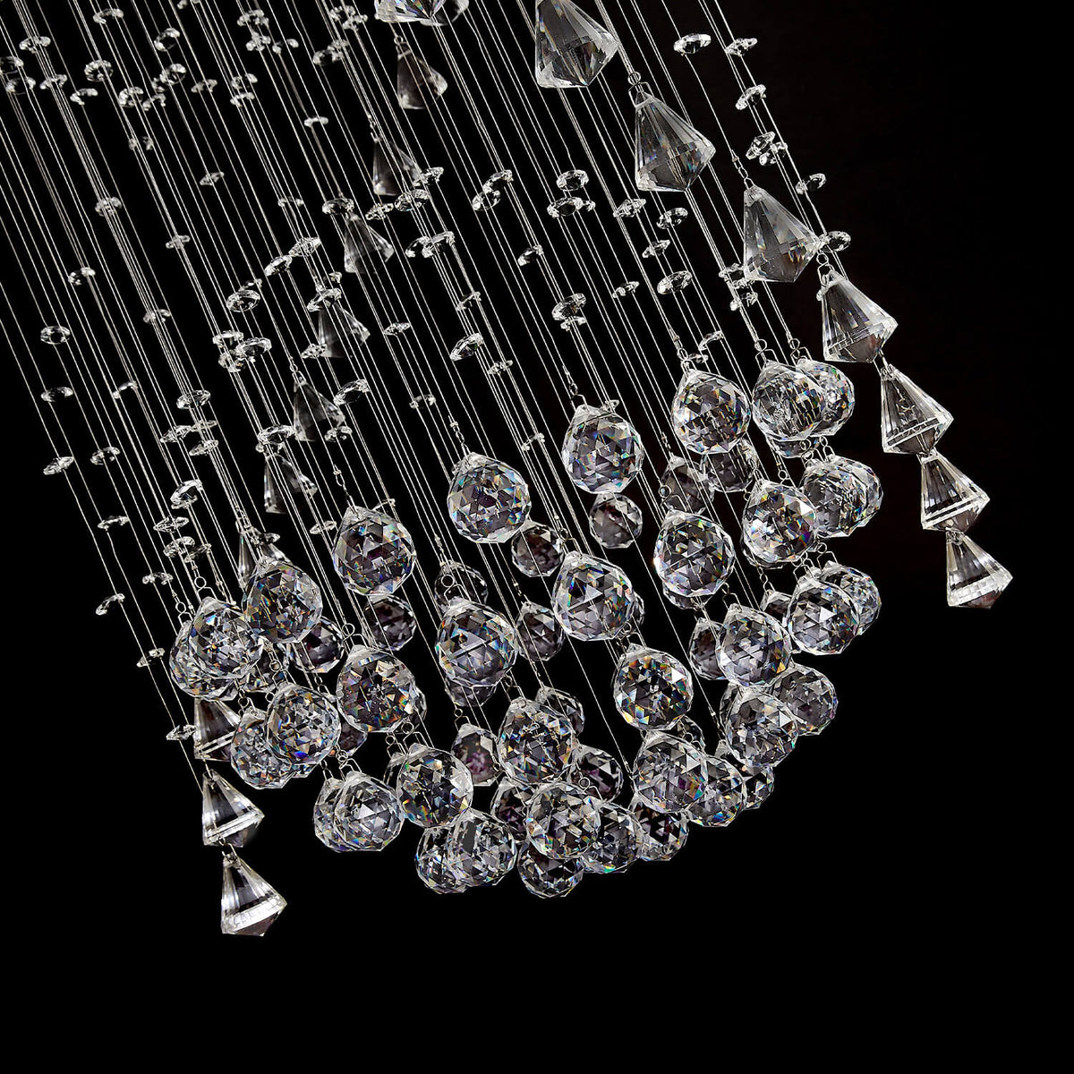 Kristallen kroonluchter spiraalvormig hangend chroom elegant modern design hal trap woonkamer sfeerverlichting | Sulvida