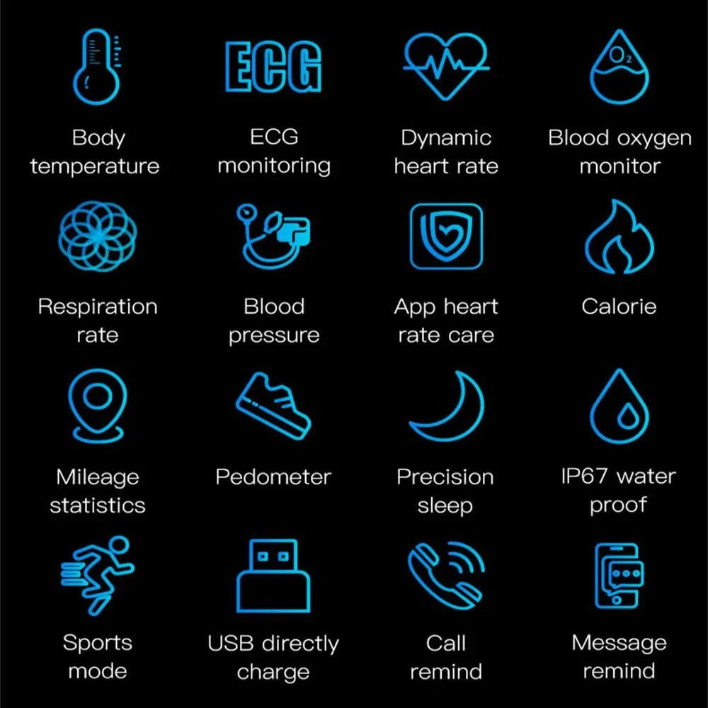 Slimme Gezondheidswatch ECG Hartslagmeter Bloeddruk Slaapanalyse Activiteitentracker Waterdicht IP67 | Sulvida