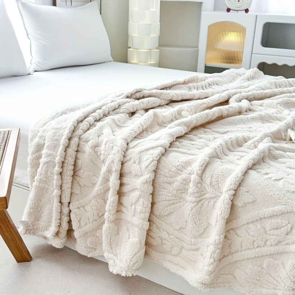 Jacquard Fleece Plaid met Geometrisch Weefpatroon – Zachte Microvezel Deken voor Bank en Bed Warm Comfortabel | Sulvida