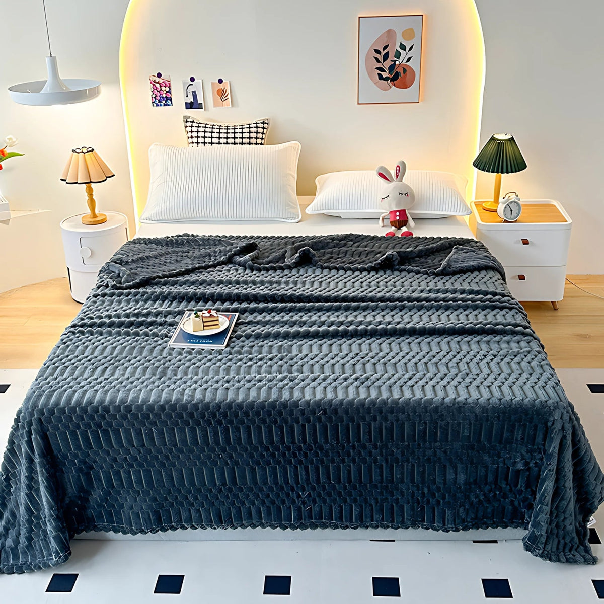 Gevoerd Fleeceplaid met Reliëfpatroon – Microvezel Deken voor Bank & Bed – Zachte Decoratieve Woonplaid | Sulvida