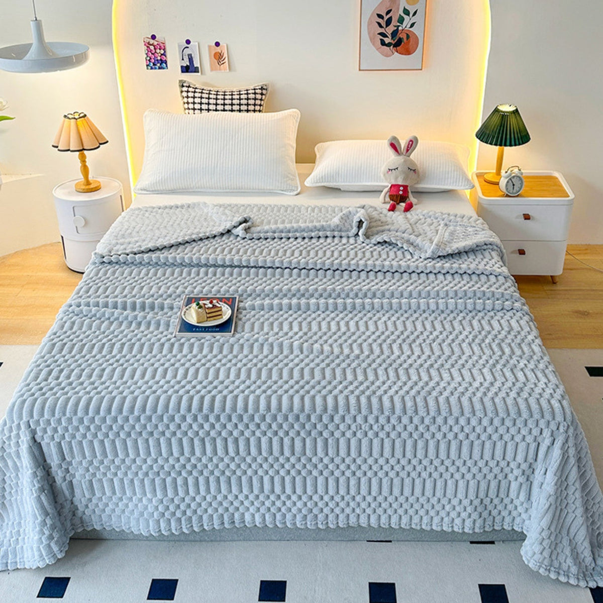 Gevoerd Fleeceplaid met Reliëfpatroon – Microvezel Deken voor Bank & Bed – Zachte Decoratieve Woonplaid | Sulvida