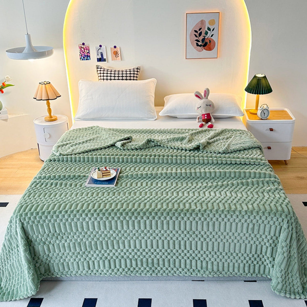 Gevoerd Fleeceplaid met Reliëfpatroon – Microvezel Deken voor Bank & Bed – Zachte Decoratieve Woonplaid | Sulvida