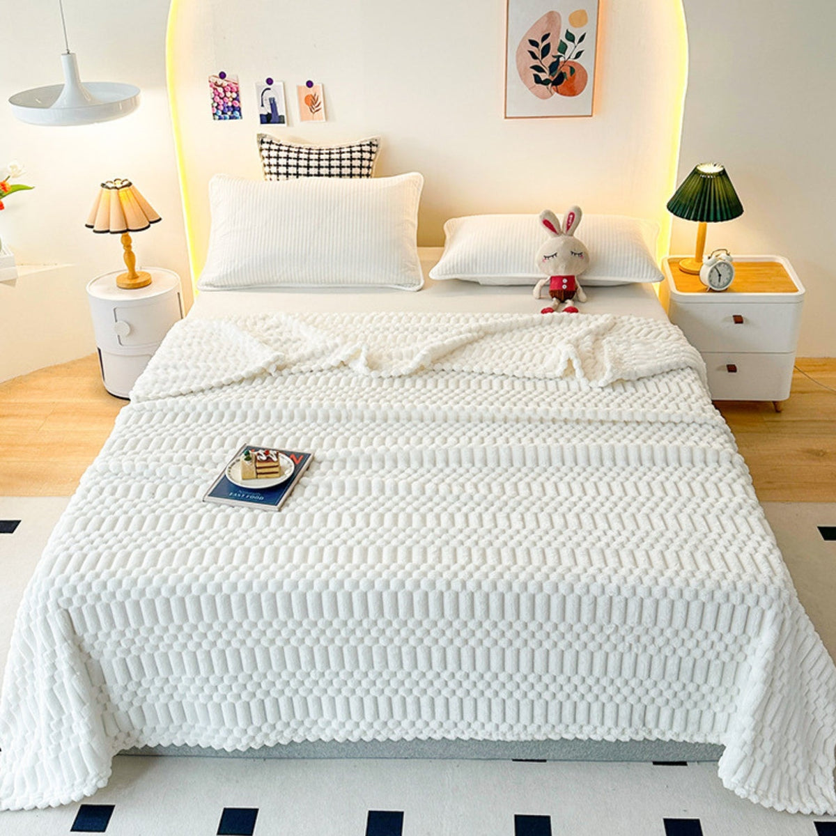 Gevoerd Fleeceplaid met Reliëfpatroon – Microvezel Deken voor Bank & Bed – Zachte Decoratieve Woonplaid | Sulvida
