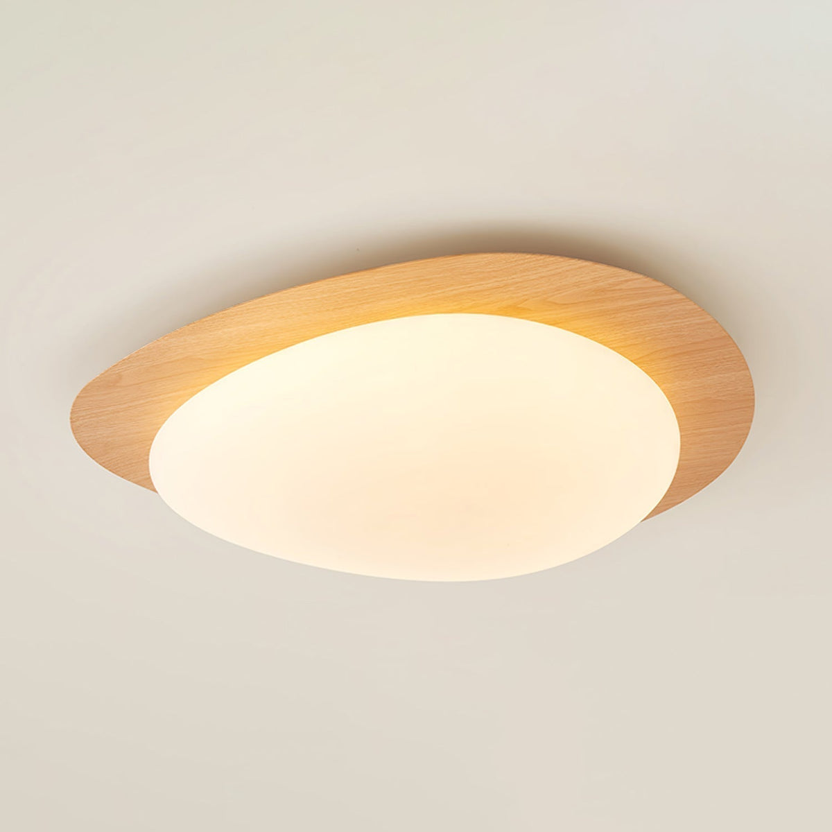 Plafondlamp Organisch Kiezelsteenvorm Houten Textuur Warm LED Licht Woonkamer Eetkamer Modern Design | Sulvida
