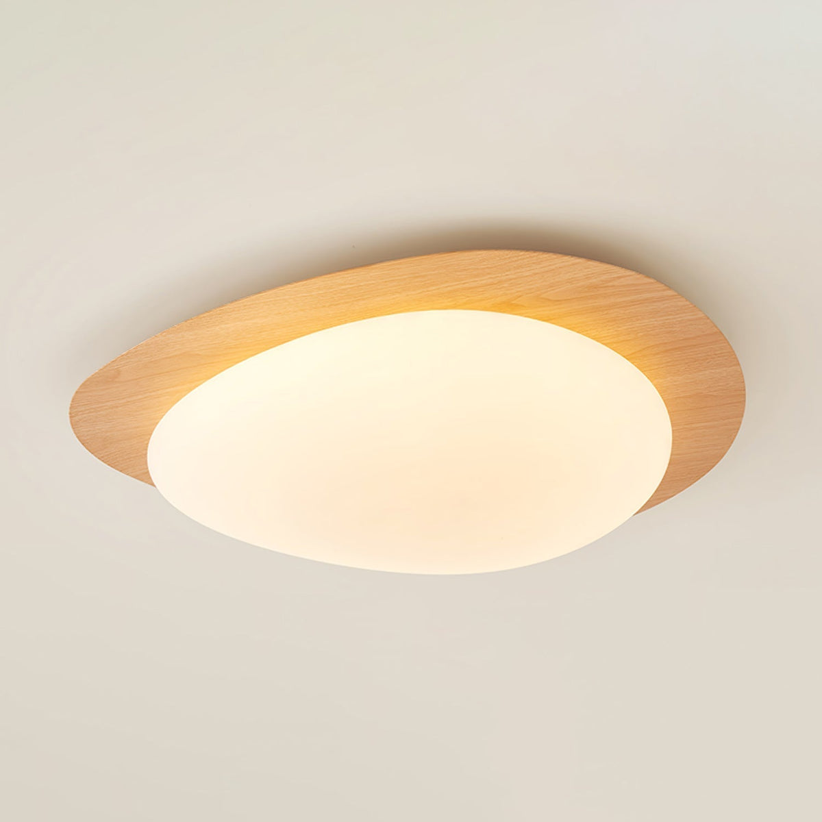 Plafondlamp Organisch Kiezelsteenvorm Houtstructuur Warm Licht Woonkamer Eetkamer Dimbaar Sfeervol Design | Sulvida