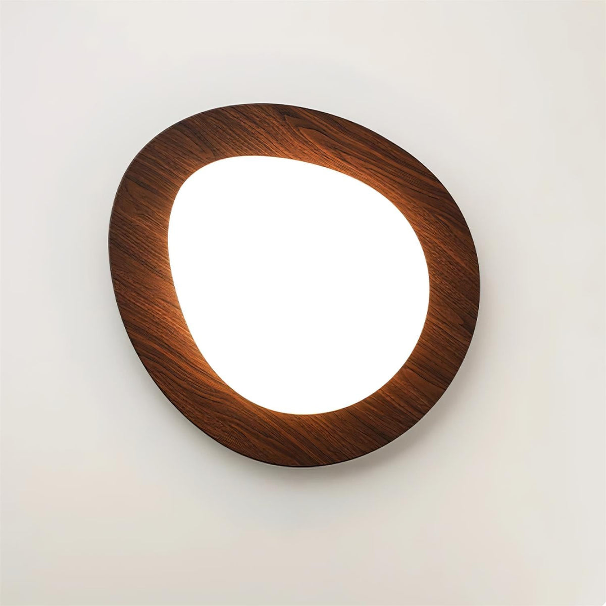 Plafondlamp Organisch Kiezelsteenvorm Houten Textuur Warm LED Licht Woonkamer Eetkamer Modern Design | Sulvida