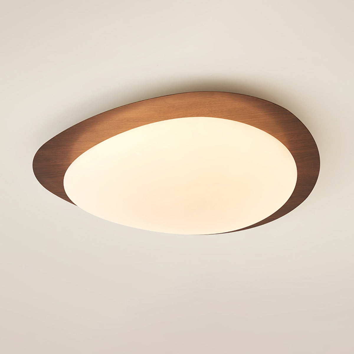 Plafondlamp Organisch Kiezelsteenvorm Houtstructuur Warm Licht Woonkamer Eetkamer Dimbaar Sfeervol Design | Sulvida