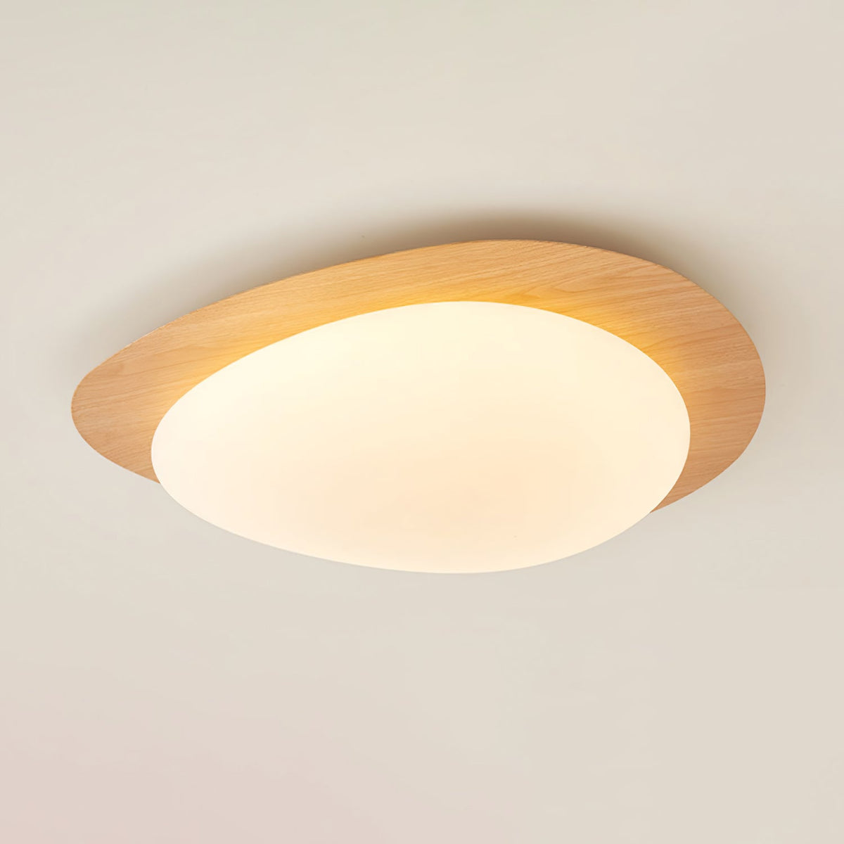 Plafondlamp Organisch Kiezelsteenvorm Houten Textuur Warm LED Licht Woonkamer Eetkamer Modern Design | Sulvida
