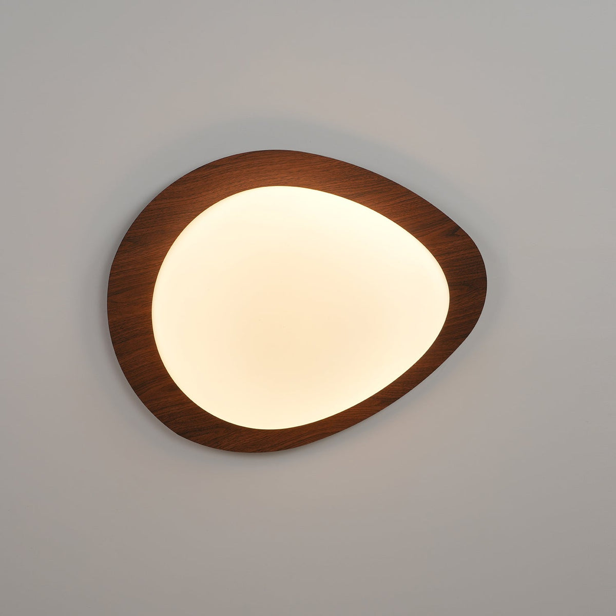 Plafondlamp Organisch Kiezelsteenvorm Houtstructuur Warm Licht Woonkamer Eetkamer Dimbaar Sfeervol Design | Sulvida