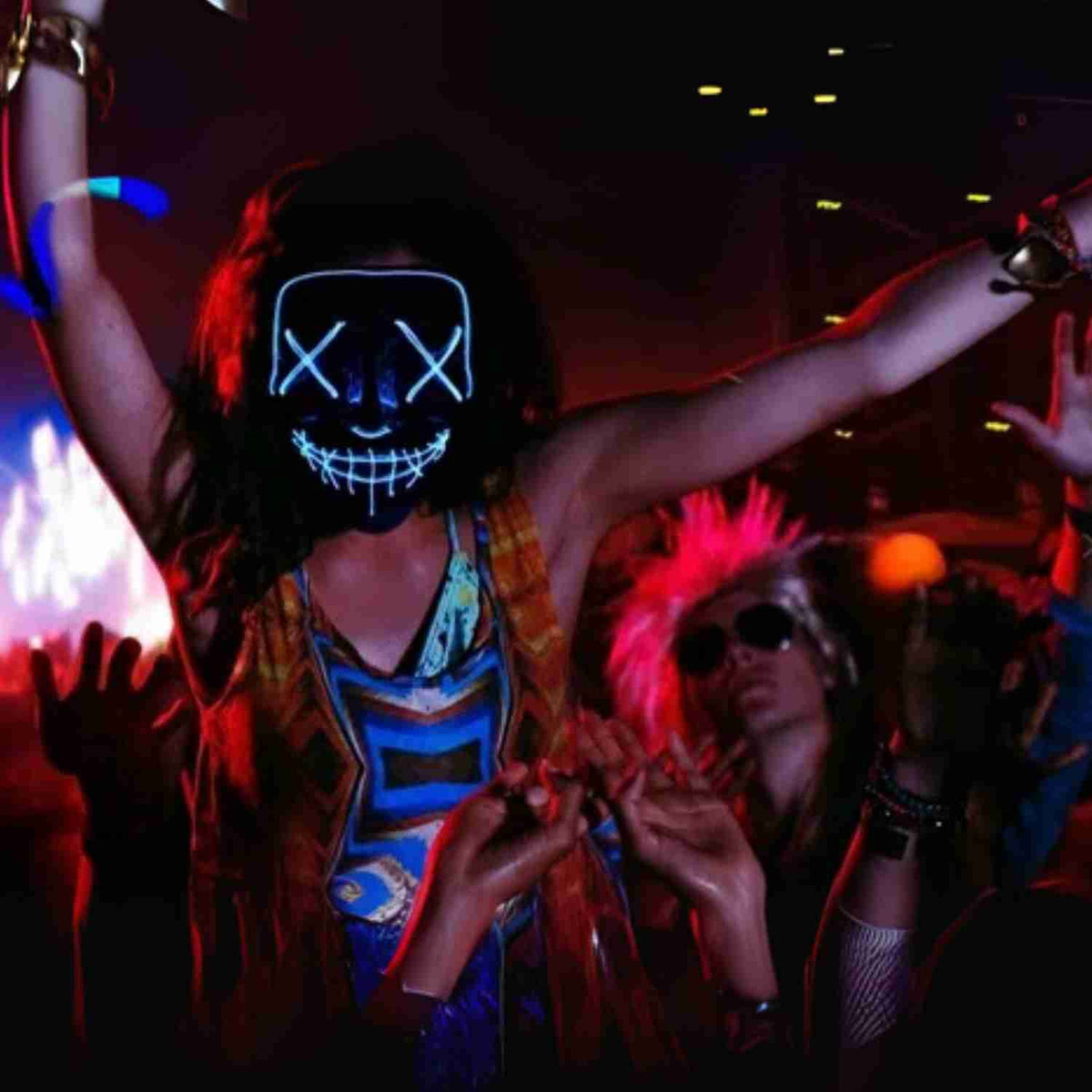 Lichtgevend LED-masker voor feesten en evenementen | Horror gezichtsmasker met EL-verlichting en aanpasbare bandjes | Sulvida
