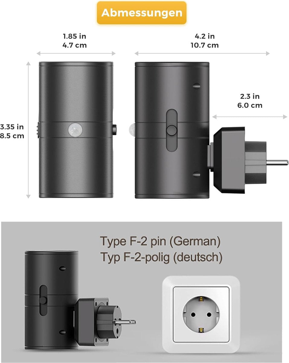 Dimbare LED-Nachtlamp voor in het Stopcontact met Trekschakelaar – Compact Stekkerlampje voor Gang, Slaapkamer en Toilet in Strak Modern Design – Stekkerverlichting Met Warmlicht Sfeerverlichting | Sulvida