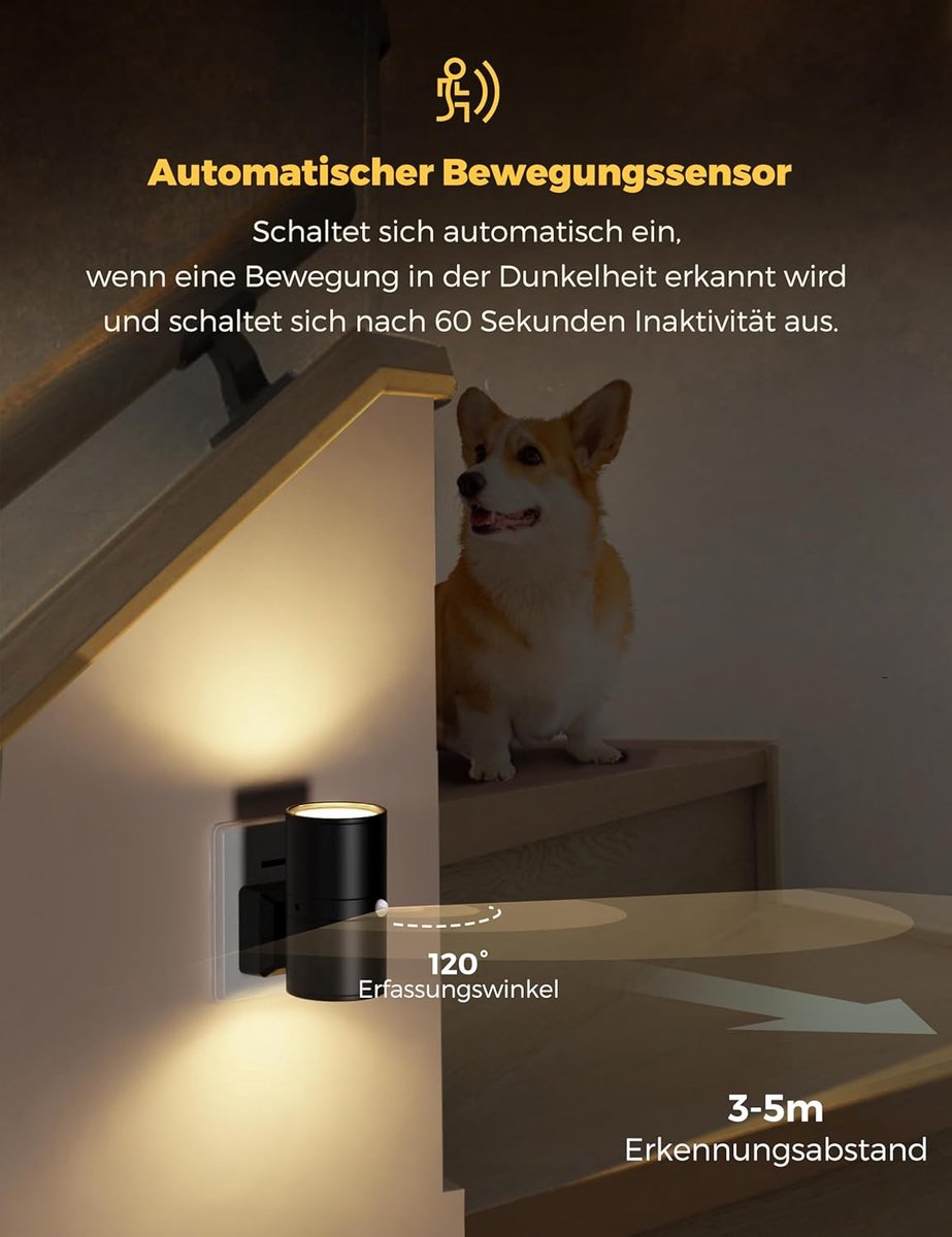 Dimbare LED-Nachtlamp voor in het Stopcontact met Trekschakelaar – Compact Stekkerlampje voor Gang, Slaapkamer en Toilet in Strak Modern Design – Stekkerverlichting Met Warmlicht Sfeerverlichting | Sulvida
