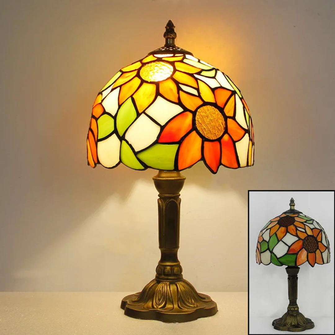 Lampe de table LED au design en verre Tiffany avec fonction de changement de couleur – éclairage d’ambiance sans fil et rechargeable pour l’intérieur | Sulvida