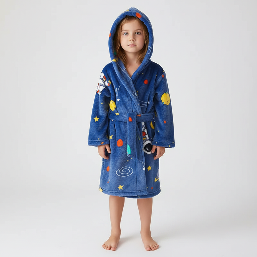 Peignoir moelleux pour enfant en polaire corail, avec capuche, doux, pour garçons et filles de 2 à 12 ans | Sulvida