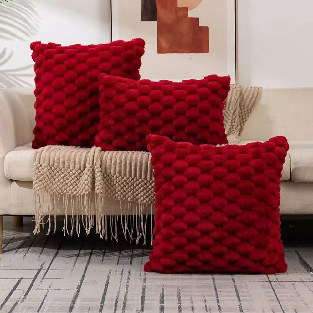 Kussenhoezen 3D Marshmallow Textuur Pluche Katoenmix Ritssluiting Decoratief Sierkussen 45×45 50×50 30×50 | Sulvida