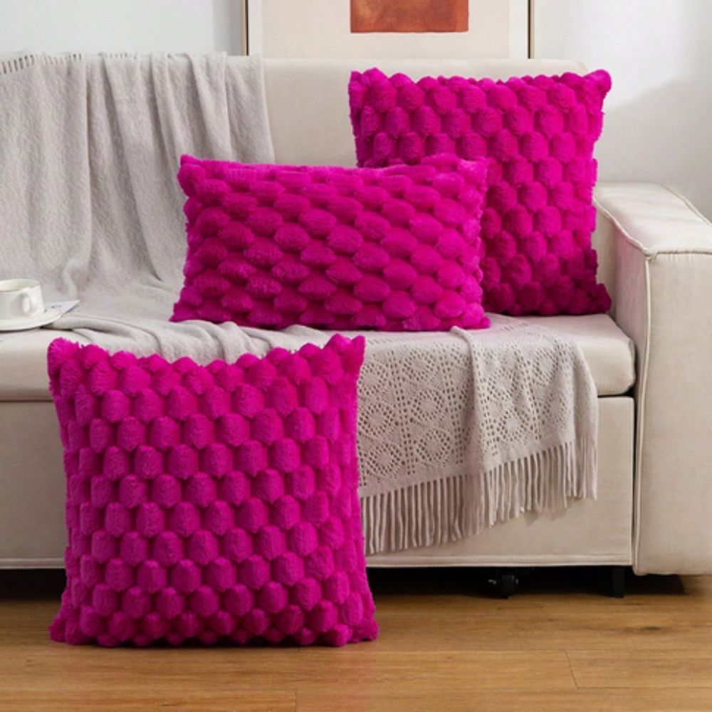 Kussenhoezen 3D Marshmallow Textuur Pluche Katoenmix Ritssluiting Decoratief Sierkussen 45×45 50×50 30×50 | Sulvida