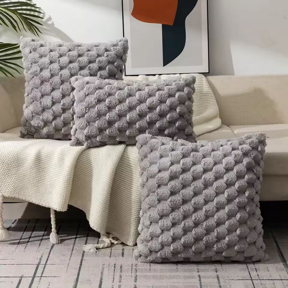 Kussenhoezen 3D Marshmallow Textuur Pluche Katoenmix Ritssluiting Decoratief Sierkussen 45×45 50×50 30×50 | Sulvida