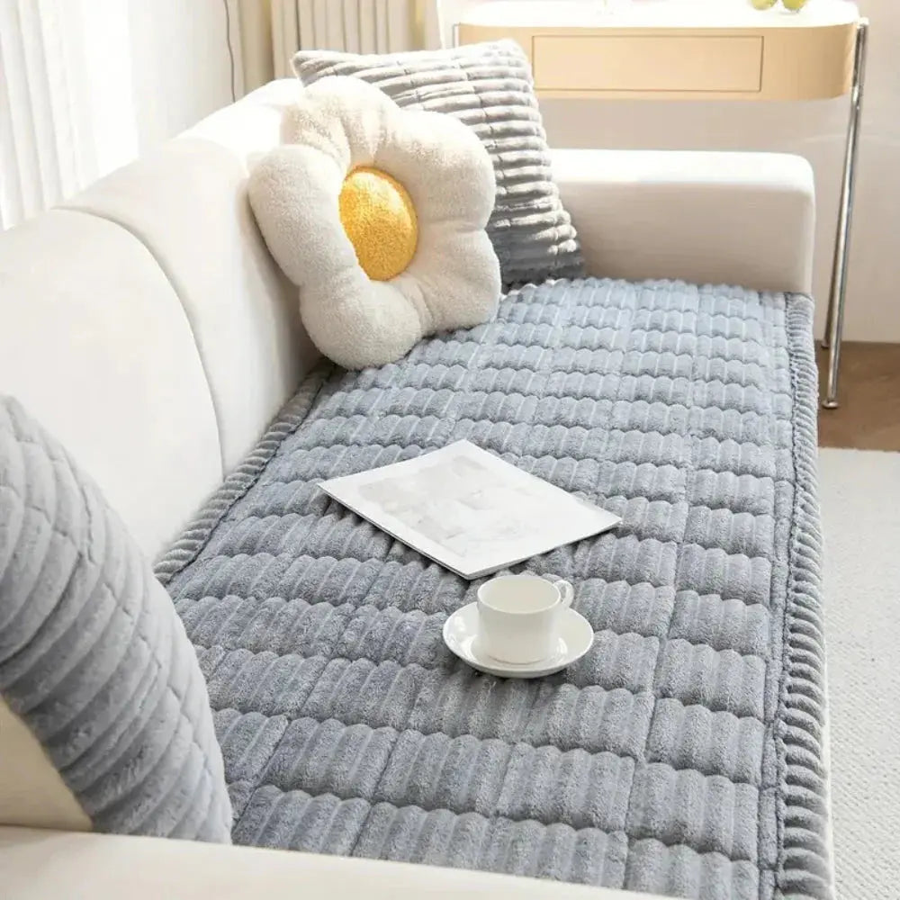 Bankhoes jacquard met plissérand elastisch 2-zits 3-zits stretchbaar meubelbescherming woonkamer interieur | Sulvida