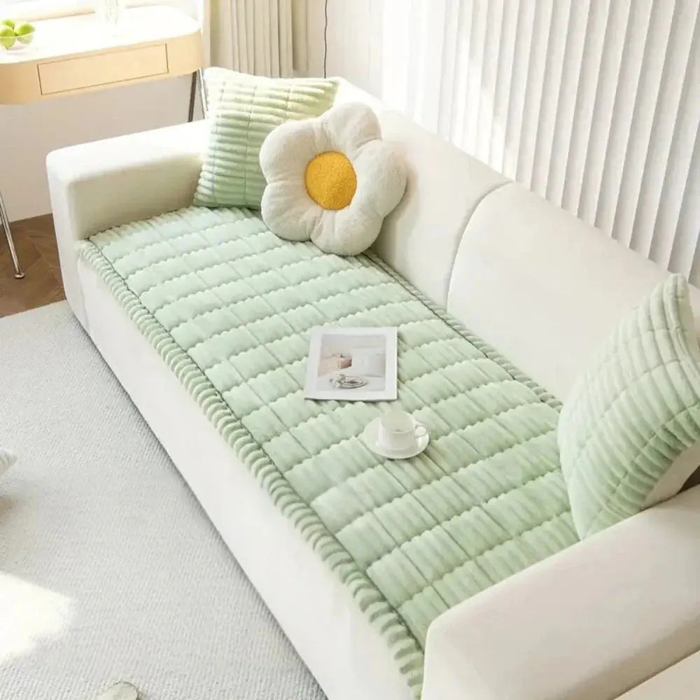 Bankhoes jacquard met plissérand elastisch 2-zits 3-zits stretchbaar meubelbescherming woonkamer interieur | Sulvida
