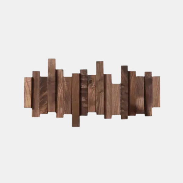 Porte-manteau mural avec crochets rabattables en bois, compact, pour entrée, chambre et bureau, fixation murale magnétique | Sulvida
