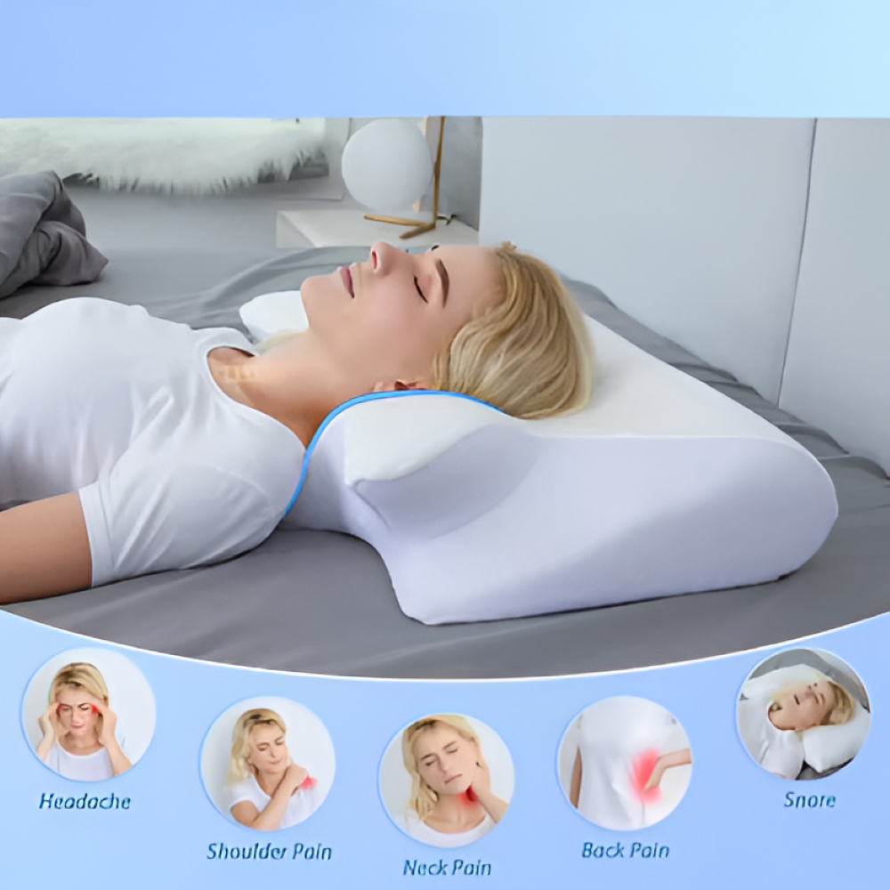Ergonomisch Neksteunkussen 60×35×12 cm Traagschuim Drukverdelend Orthopedisch Kussen voor Nek en Wervelkolom | Sulvida